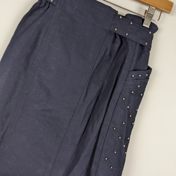 Maje jinta dark navy zip front buckle skirt black with gold - Picture 11 of 15